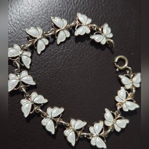 Volmer Bahner Denmark Sterling silver white Enamel Butterfly Bracelet vintage